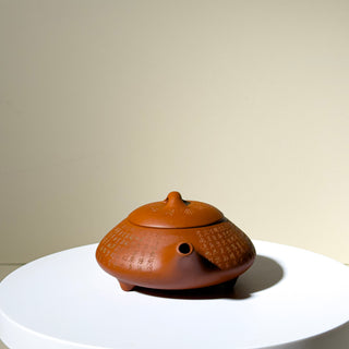 Factory No.1 Yixing Teapot #46 Red Clay Flat-Belly Shi Piao Teapot 150ml