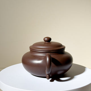 Master-made Yixing Teapot #44 Fully handmade Purple Clay Fang Gu Teapot 235ml
