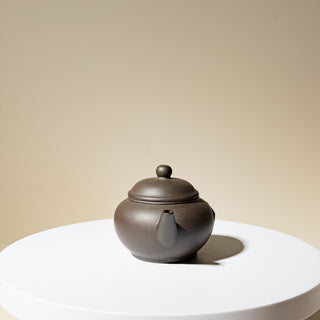 Factory No.1 Yixing Teapot #65 Black Iron Sand 1990 Shui Ping Teapot 70ml - YUMM CHA