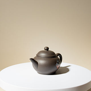 Factory No.1 Yixing Teapot #65 Black Iron Sand 1990 Shui Ping Teapot 70ml - YUMM CHA