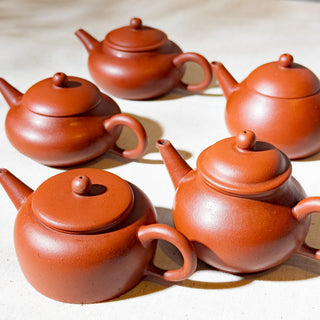 RARE SET! Factory-Era Yixing Teapot #33 Nurtured Five-shape-teapots 80's Hong Ni - YUMM CHA