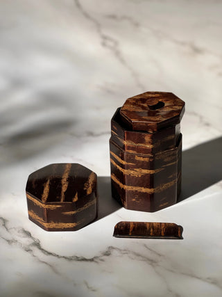 Tea Storage Tin Sakura wood Handmade Vintage - YUMM-CHA