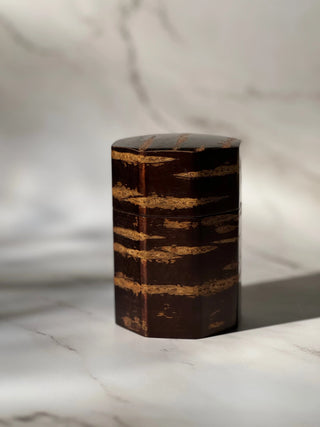 Tea Storage Tin Sakura wood Handmade Vintage - YUMM-CHA