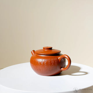 Vintage Yixing Teapot Ju Lun Zhu #21 Zhu Ni 90ml Hand-carved Heart Sutra - YUMM CHA